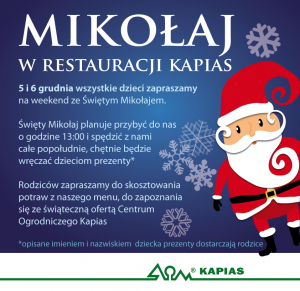 Mikołaj w Restauracji Kapias 5 i 6 grudnia od 13